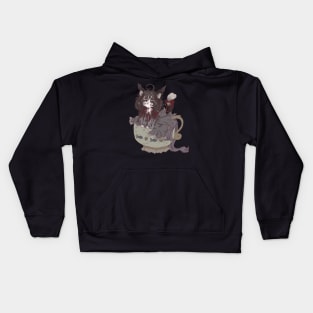 Gothic cat girl in a teacup Kids Hoodie